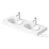 Duravit BALCOON 130x48 cm-es falra, vagy bútorra szerelhető dupla mosdó leeresztővel, Duarshield mázzal, matt fehér 241213AC00