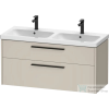 Duravit D-CODE 118,4x46 cm-es 2 fiókos alsószekrény mosdó és csaptelep nélkül, fekete fogantyúval, matt taupe DC46740BD910000