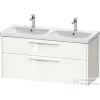 Duravit D-CODE 118,4x46 cm-es 2 fiókos alsószekrény mosdó és csaptelep nélkül, króm fogantyúval, fényes fehér DC4674010220000