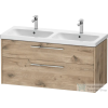 Duravit D-CODE 118,4x46 cm-es 2 fiókos alsószekrény mosdó és csaptelep nélkül, króm fogantyúval, márványos tölgy DC4674010550000