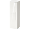 Duravit D-CODE 132x40x36 cm-es 1 ajtós félmagas szekrény króm fogantyúval, balos, fényes fehér DC1338L10220000