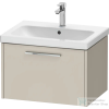 Duravit D-CODE 63,4x46 cm-es 1 fiókos alsószekrény mosdó és csaptelep nélkül, króm fogantyúval, matt taupe DC4666010910000