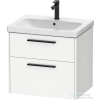 Duravit D-CODE 63,4x46 cm-es 2 fiókos alsószekrény mosdó és csaptelep nélkül, fekete fogantyúval, matt fehér DC46710BD180000