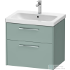Duravit D-CODE 63,4x46 cm-es 2 fiókos alsószekrény mosdó és csaptelep nélkül, króm fogantyúval, matt fjord zöld DC4671010HG0000