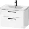 Duravit D-CODE 78,4x46 cm-es 2 fiókos alsószekrény mosdó és csaptelep nélkül, fekete fogantyúval, matt fehér DC46720BD180000