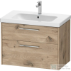 Duravit D-CODE 78,4x46 cm-es 2 fiókos alsószekrény mosdó és csaptelep nélkül, króm fogantyúval, márványos tölgy DC4672010550000