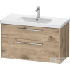 Duravit D-CODE 98,4x46 cm-es 2 fiókos alsószekrény mosdó és csaptelep nélkül, króm fogantyúval, márványos tölgy DC4673010550000