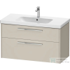 Duravit D-CODE 98,4x46 cm-es 2 fiókos alsószekrény mosdó és csaptelep nélkül, króm fogantyúval, matt taupe DC4673010910000