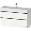 Duravit D-NEO 118,4x44,2 cm-es, 2 fiókos alsószekrény fekete színű fogantyúval, mosdó és csaptelep nélkül, fényes fehér DE43750BD220000