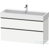 Duravit D-NEO 118,4x44,2 cm-es, 2 fiókos alsószekrény fekete színű fogantyúval, mosdó és csaptelep nélkül, matt fehér DE43750BD180000