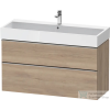 Duravit D-NEO 118,4x44,2 cm-es, 2 fiókos alsószekrény rozsdamentes acél hatású fogantyúval, mosdó és csaptelep nélkül, márványos tölgy DE4375070550000
