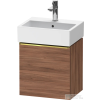 Duravit D-NEO 43,4x32,2 cm-es, 1 ajtós alsószekrény polírozott arany színű fogantyúval, mosdó és csaptelep nélkül, balos, matt dió DE4217L34790000