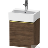 Duravit D-NEO 43,4x32,2 cm-es, 1 ajtós alsószekrény polírozott arany színű fogantyúval, mosdó és csaptelep nélkül, jobbos, sötét dió DE4217R34210000