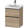 Duravit D-NEO 48,4x37,2 cm-es, 2 fiókos fali szekrény fekete fogantyúval 074250XXX mosdóhoz, márványos tölgy DE43500BD550000