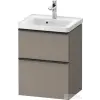 Duravit D-NEO 48,4x37,2 cm-es, 2 fiókos fali szekrény fekete fogantyúval 074250XXX mosdóhoz, matt bazalt DE43500BD430000