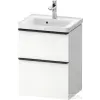 Duravit D-NEO 48,4x37,2 cm-es, 2 fiókos fali szekrény fekete fogantyúval 074250XXX mosdóhoz, matt fehér DE43500BD180000