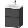 Duravit D-NEO 48,4x37,2 cm-es, 2 fiókos fali szekrény fekete fogantyúval 074250XXX mosdóhoz, matt grafit DE43500BD490000