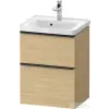 Duravit D-NEO 48,4x37,2 cm-es, 2 fiókos fali szekrény fekete fogantyúval 074250XXX mosdóhoz, natúr tölgy DE43500BD300000