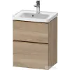 Duravit D-NEO 48,4x37,2 cm-es, 2 fiókos fali szekrény szálcsiszolt bronz fogantyúval 074250XXX mosdóhoz, márványos tölgy DE4350004550000