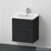 Duravit D-NEO 60x48 cm-es, 2 fiókos alsószekrény-1 csaplyukas mosdó kombináció, csaptelep nélkül, matt fekete tölgy DE0147016160000