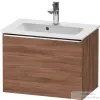 Duravit D-NEO 61x37,2 cm-es, 1 fiókos fali szekrény króm fogantyúval 234263XXX mosdóhoz, matt dió DE4268010790000