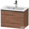 Duravit D-NEO 61x37,2 cm-es, 1 fiókos fali szekrény rozsdamentes fekete fogantyúval 234263XXX mosdóhoz, matt dió DE42680BD790000