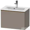 Duravit D-NEO 61x37,2 cm-es, 1 fiókos fali szekrény szálcsiszolt bronz fogantyúval 234263XXX mosdóhoz, matt bazalt DE4268004430000