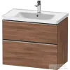 Duravit D-NEO 78,4x45,2 cm-es, 2 fiókos fali szekrény, rozsdamentes acél színű fogantyúval, 236780XXX mosdóhoz, matt dió DE4355070790000