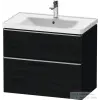Duravit D-NEO 78,4x45,2 cm-es, 2 fiókos fali szekrény, rozsdamentes acél színű fogantyúval, 236780XXX mosdóhoz, matt fekete tölgy DE4355070160000