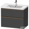 Duravit D-NEO 78,4x45,2 cm-es, 2 fiókos fali szekrény, szálcsiszolt bronz színű fogantyúval, 236780XXX mosdóhoz, matt grafit DE4355004490000