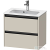 Duravit KETHO.2 61x39 cm-es 2 fiókos alsószekrény mosdó és csaptelep nélkül, matt taupe K25255091910000