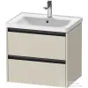 Duravit KETHO.2 63,4x45,5 cm-es, 2 fiókos fali szekrény 236765XXX mosdóhoz, szupermatt taupe K25282083830000