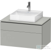 Duravit L-CUBE 82x55 cm-es, 2 fiókos alsószekrény mosdó és csaptelep nélkül, matt betonszürke LC4880007070000