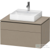 Duravit L-CUBE 82x55 cm-es, 2 fiókos alsószekrény mosdó és csaptelep nélkül, matt len LC4880075750000