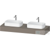 Duravit QATEGA 160x55 cm-es mosdópult, 2 db mosdó kivágással, mosdó és csaptelep nélkül, matt bazalt QA4808043430000