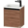 Duravit SIVIDA 40x29,5 cm-es, 1 ajtós alsószekrény fekete színű fogantyúval, mosdó és csaptelep nélkül, balos, matt dió SV6993L79790000