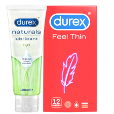 Durex Feel Thin óvszer és Naurals Síkosító csomag óvszer