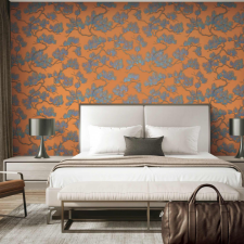 DUTCH WALLCOVERINGS DUTCH WALLCOVERINGS kék és narancssárga fenyőmintás tapéta tapéta, díszléc és más dekoráció