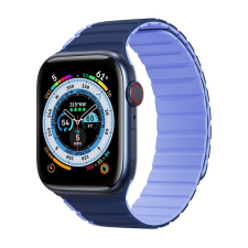 DUX DUCIS Apple Watch Series 9 45mm pótszíj (egyedi méret, szilikon, 3d minta, mágneses zár) kék okosóra kellék