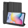 DUX DUCIS DOMO tok álló, bőr hatású (aktív FLIP, oldalra nyíló, TRIFOLD, S Pen tartó, textil minta) FEKETE Samsung Galaxy Tab S6 Lite 10.4 WIFI (SM-P610) 2020, Samsung Galaxy Tab S6 Lite 10.4