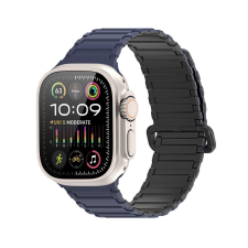 DUX DUCIS KJ nylon Apple Watch 42/44/45/49mm szíj, fekete-kék okosóra kellék