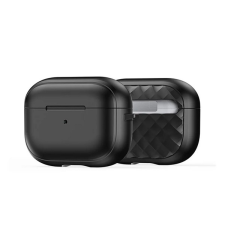 DUX DUCIS PECC szilikon tok (ütésállóság, karabíner, rombusz) FEKETE Apple AirPods Pro 2 audió kellék