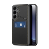 DUX DUCIS RAFI II MAG szilikon telefonvédő (kitámasztó, kártyazseb, RFID, MagSafe) FEKETE Samsung Galaxy S25 Plus (SM-S936)