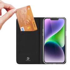 DUX DUCIS Skin Pro Card Wallet Case iPhone 15 - fekete tok tok és táska