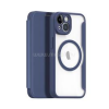 DUX DUCIS SKIN X PRO tok álló, bőr hatású (FLIP, oldalra nyíló, RFID, MagSafe) SÖTÉTKÉK (GP-144830)