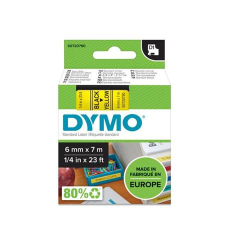  DYMO Feliratozógép szalag, 6 mm x 7 m, DYMO &quot;D1&quot;, sárga-fekete információs címke