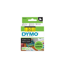 DYMO Feliratozógép szalag Dymo D1 S0720790/43618 6mmx7m, ORIGINAL, fekete/sárga információs címke