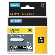  DYMO Feliratozógép szalag, flexibilis ID, 12 mm x 3,5 m, DYMO &quot;Rhino&quot;, sárga-fekete információs címke