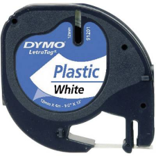 DYMO feliratozószalag LetraTag, 12mm, gyöngy-fehér/fekete, polieszter, S0721660 (S0721660) etikett