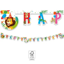 Dzsungel Jungle Balloons, Dzsungel Happy Birthday felirat FSC 2 m party kellék